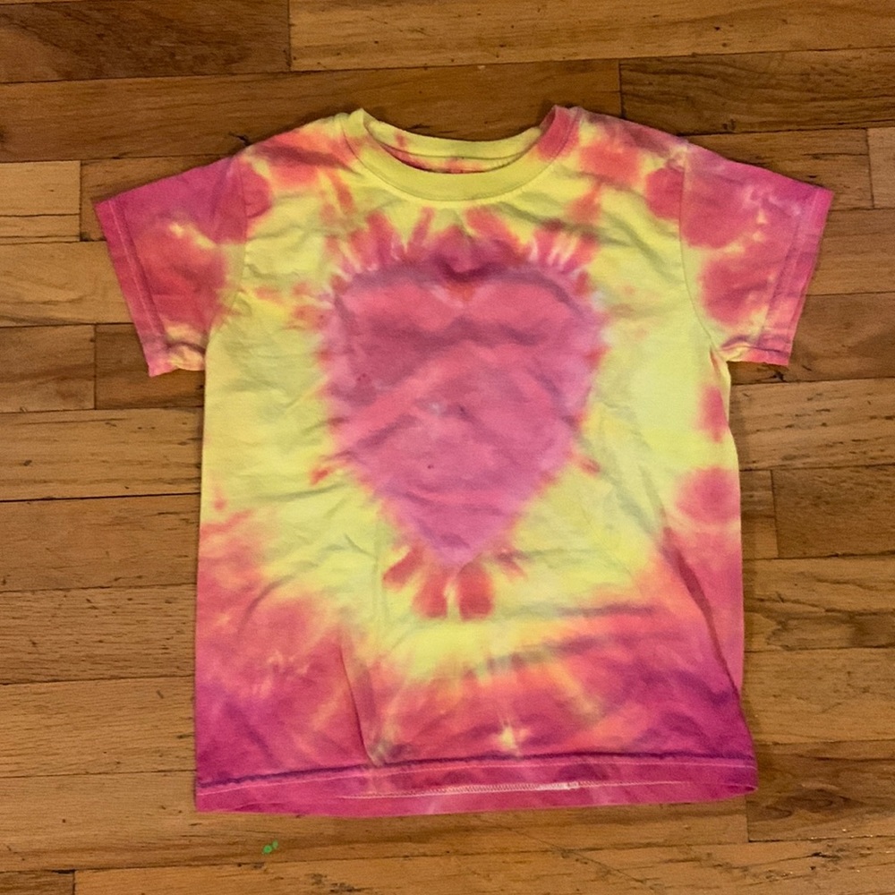 Tie dyed heart kids shirt